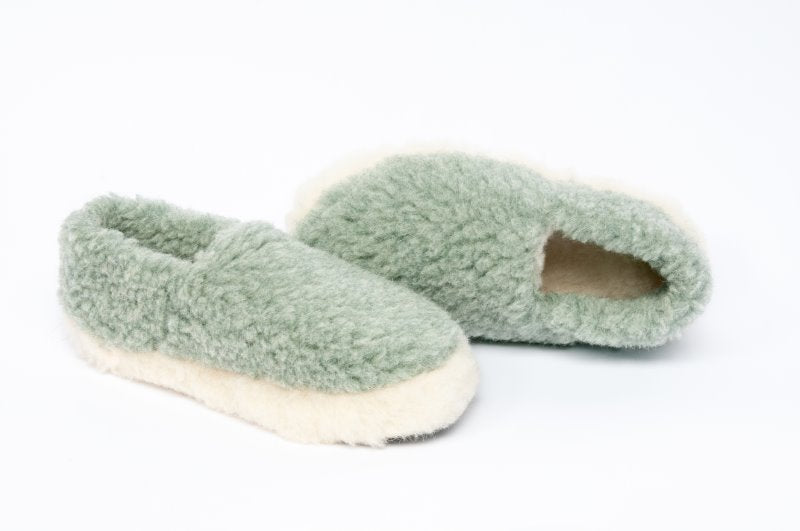 Full Slippers | Green Wool