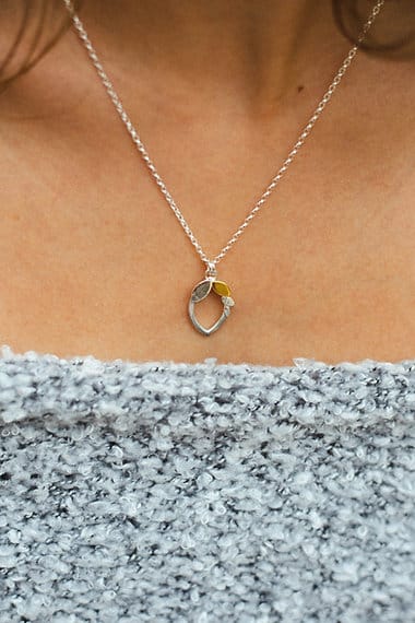 Crown Of Laurels | Sterling Silver & Gold Medium Pendant