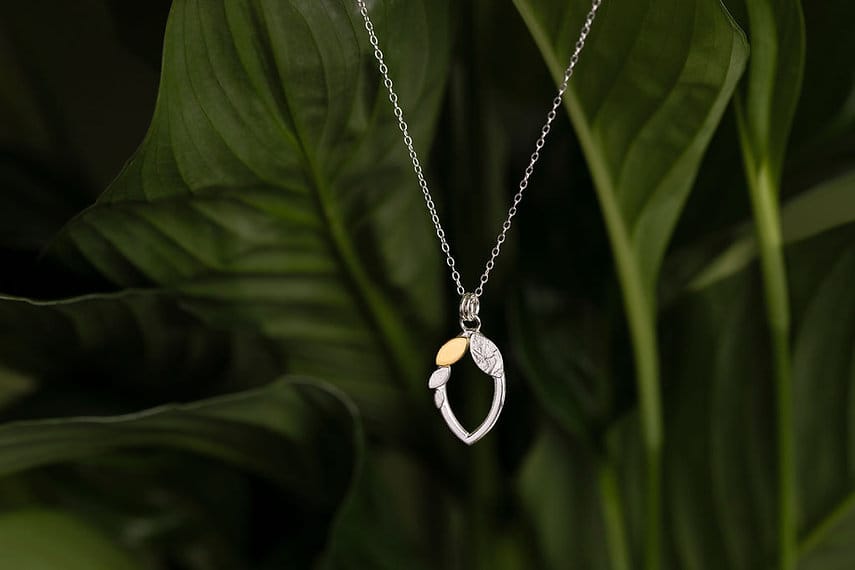 Crown Of Laurels | Sterling Silver & Gold Medium Pendant