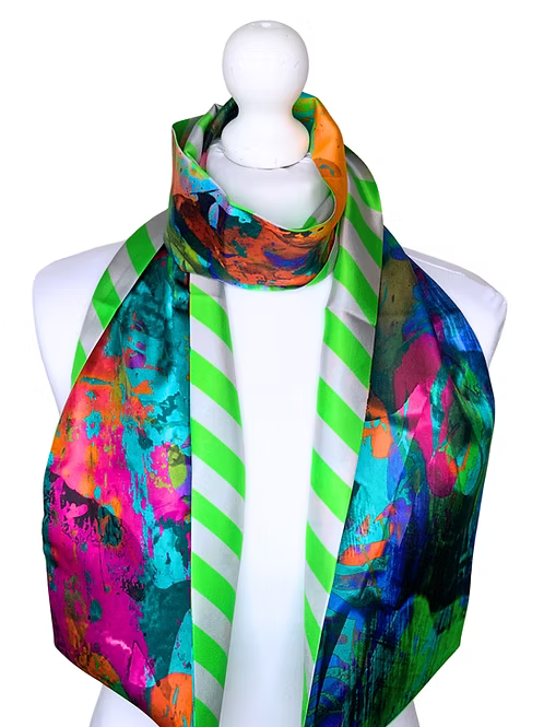 Large Double Sided | Teal Green Silk Twilly Scarf