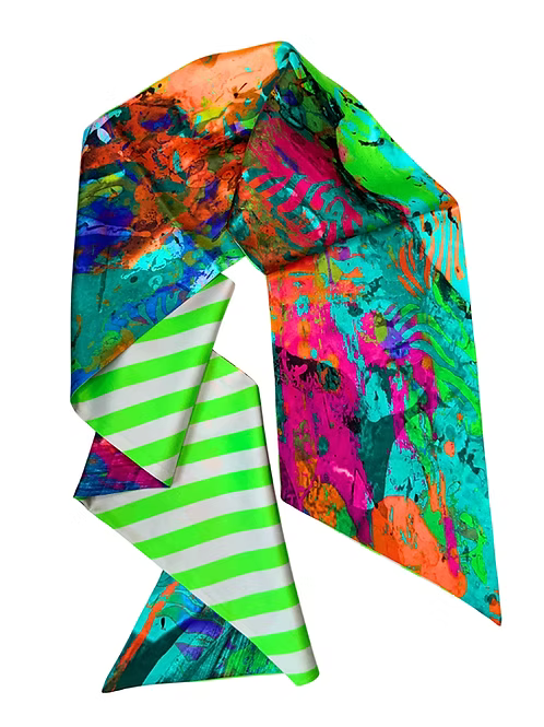 Large Double Sided | Teal Green Silk Twilly Scarf