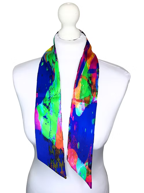 Small Double Sided | Chevron Silk Twilly Scarf