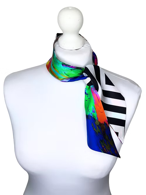 Small Double Sided | Chevron Silk Twilly Scarf