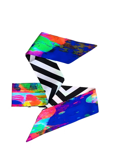 Small Double Sided | Chevron Silk Twilly Scarf