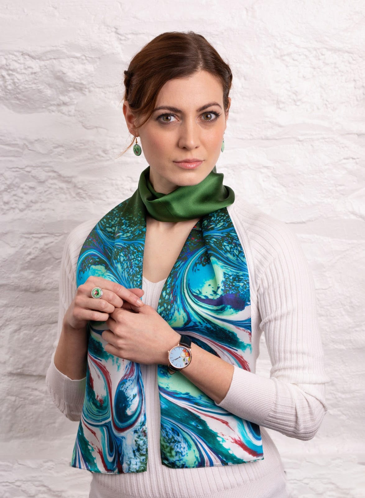 Meab Enamels Scarf Celtic Green | Silk Scarf