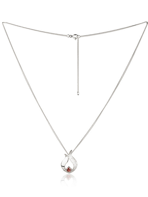 Ebb & Flow | Sterling Silver Small Garnet Pendant