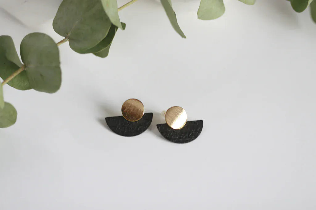 Black & Gold | Moon Studs