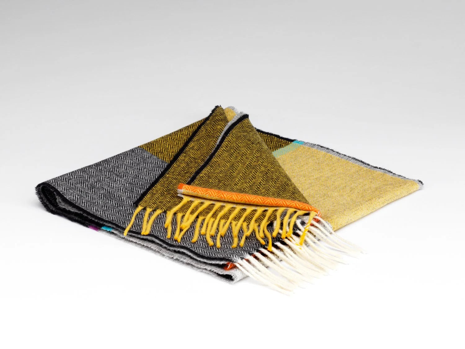 Copenhagen Herringbone Scarf | Mustard & Charcoal