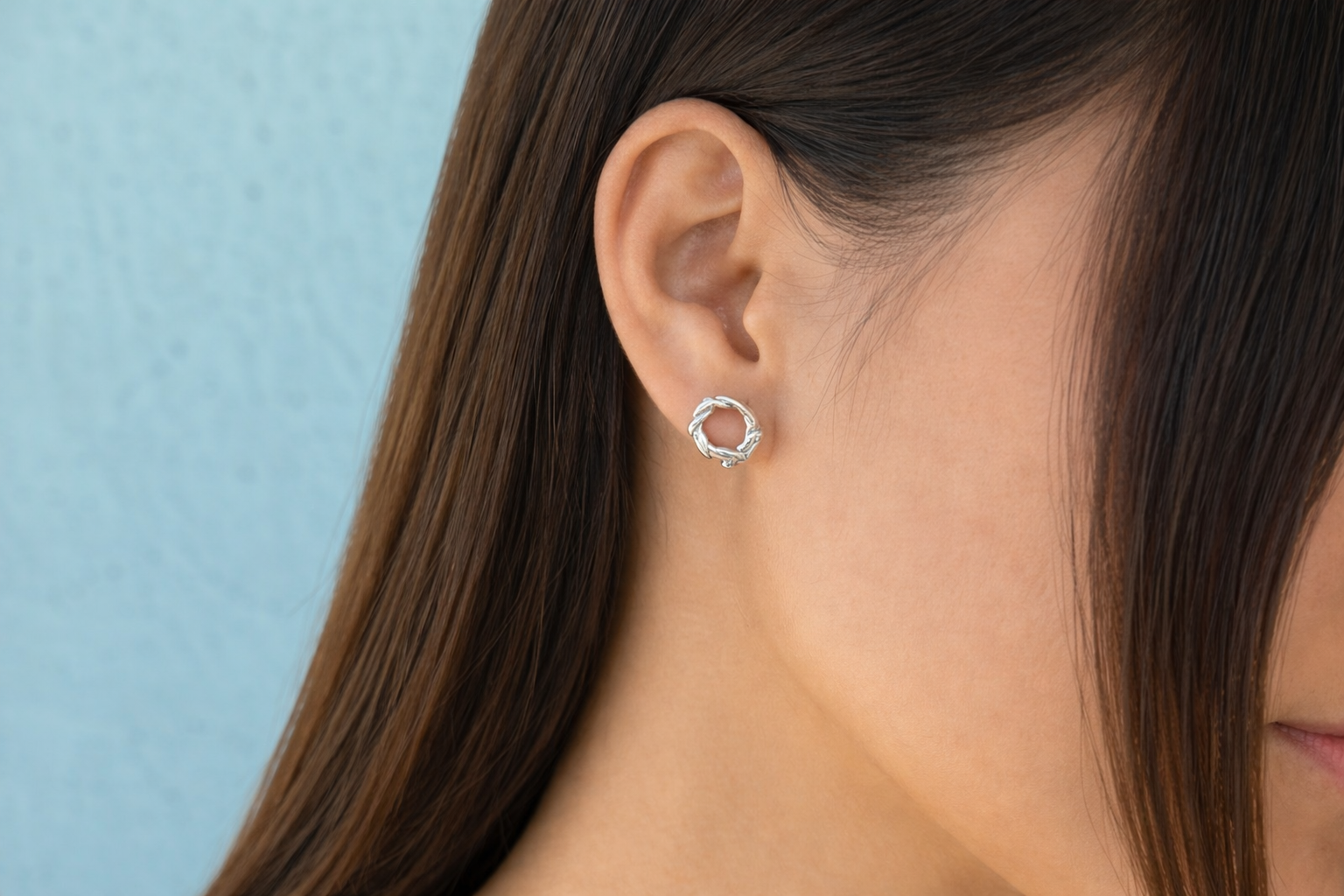 Nebula | Sterling Silver Circle Stud Earrings Petite