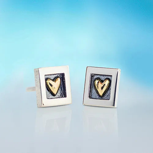 Heart of Gold | Sterling Silver & Gold Studs