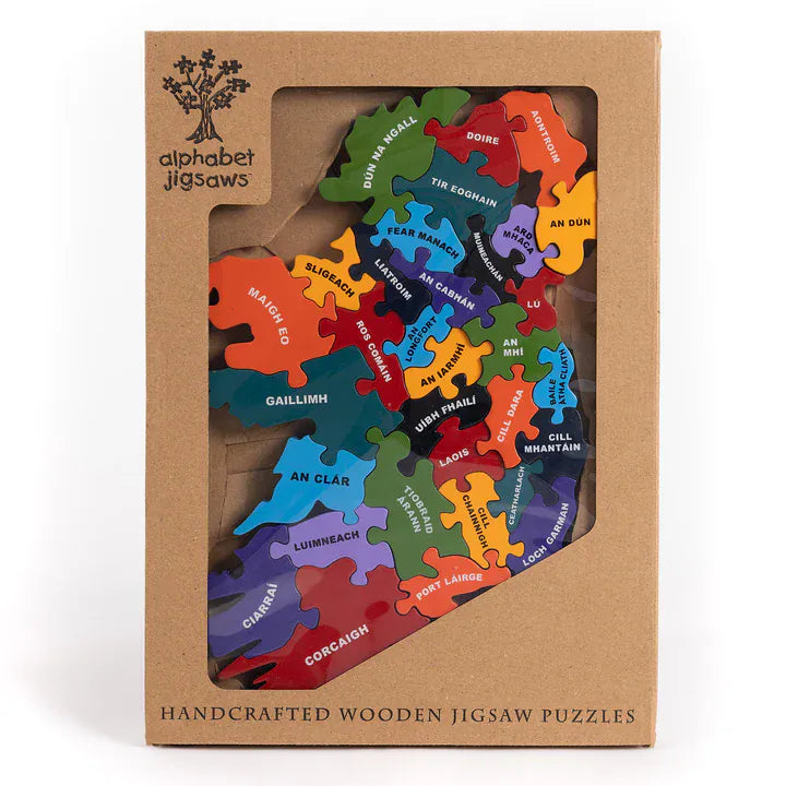 Alphabet Jigsaws Wooden Map of Ireland | Jigsaw Puzzle | As Gaeilge