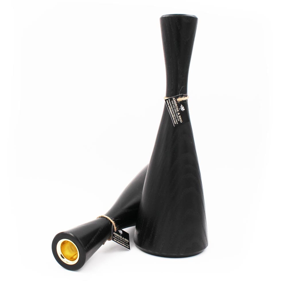 Ambrose and Brid Black Ash | Wooden Candlestick