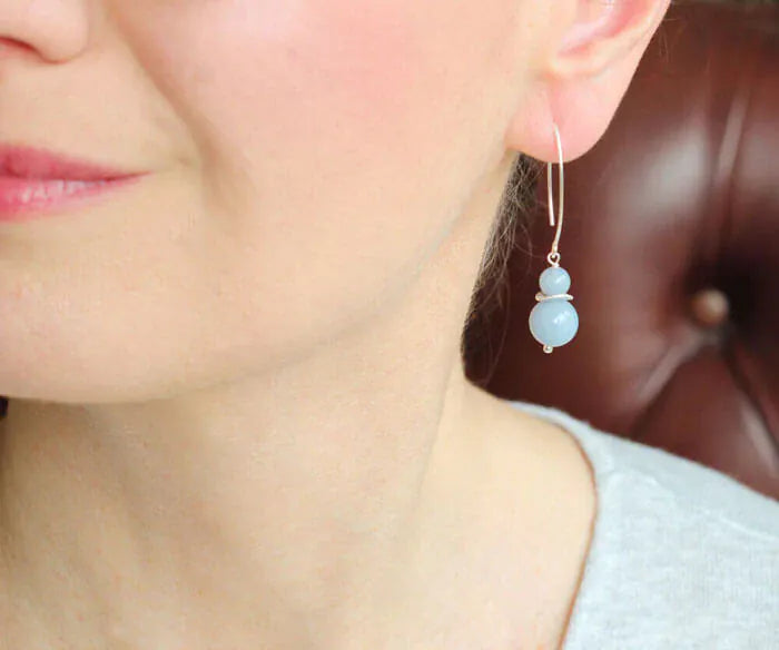 ILgemstones Beaded Drop Earrings | Angelite