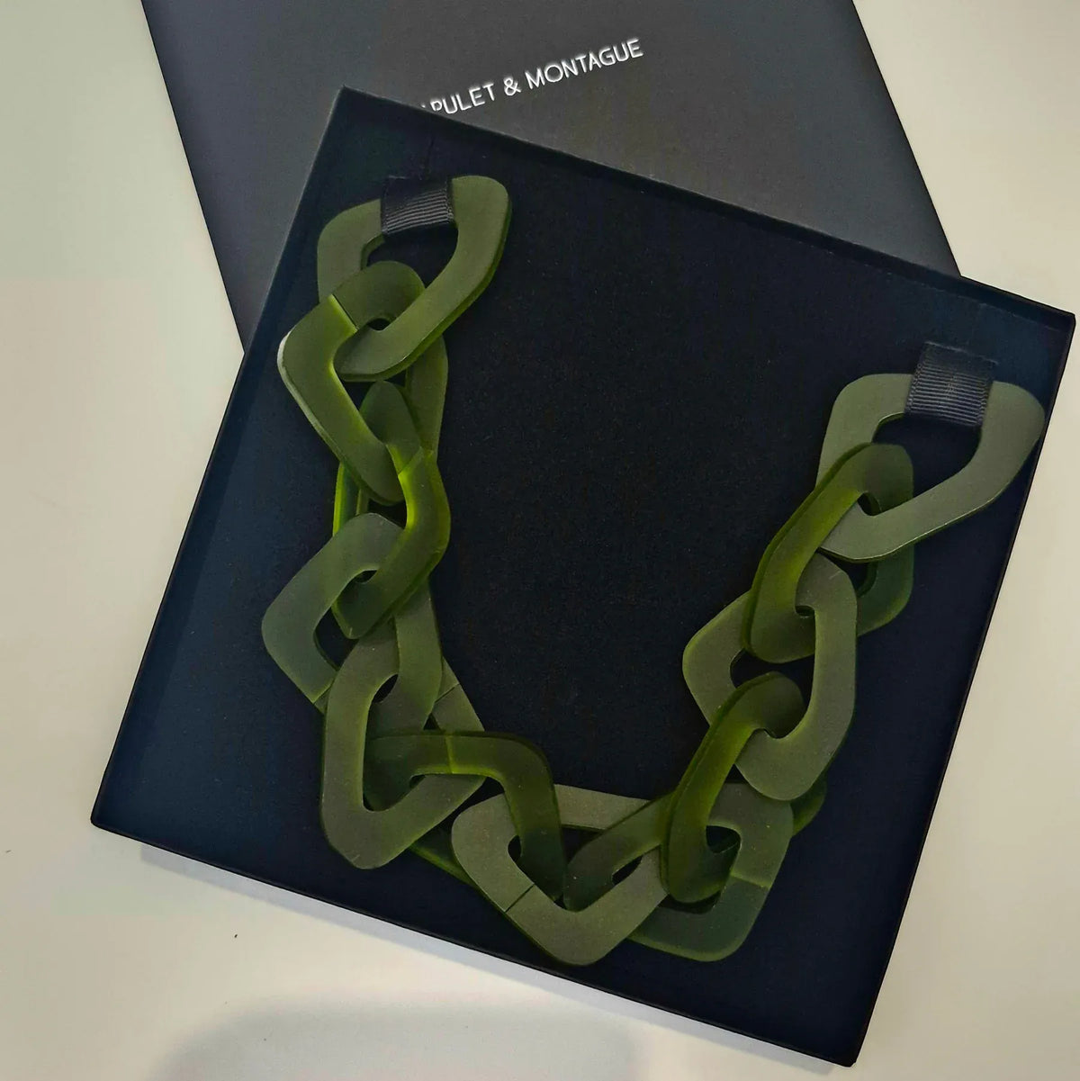 Capulet & Montague Pendants/Necklaces Chain Link Necklace | Frosted Olive
