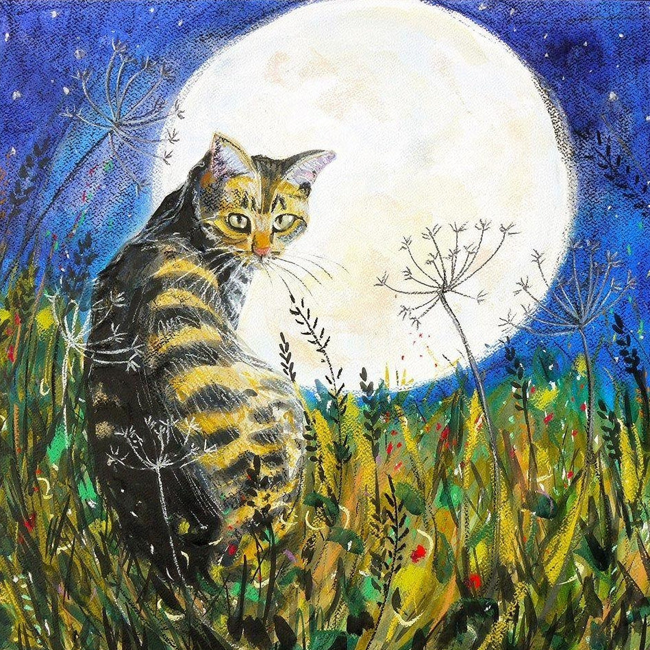 Cat & Moon | Framed Art Print