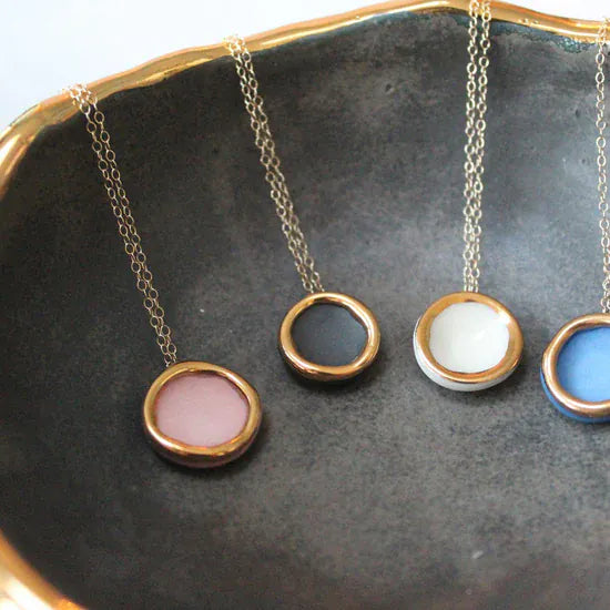 Danu Ceramics Matte Pink | Halo Moon Pendant