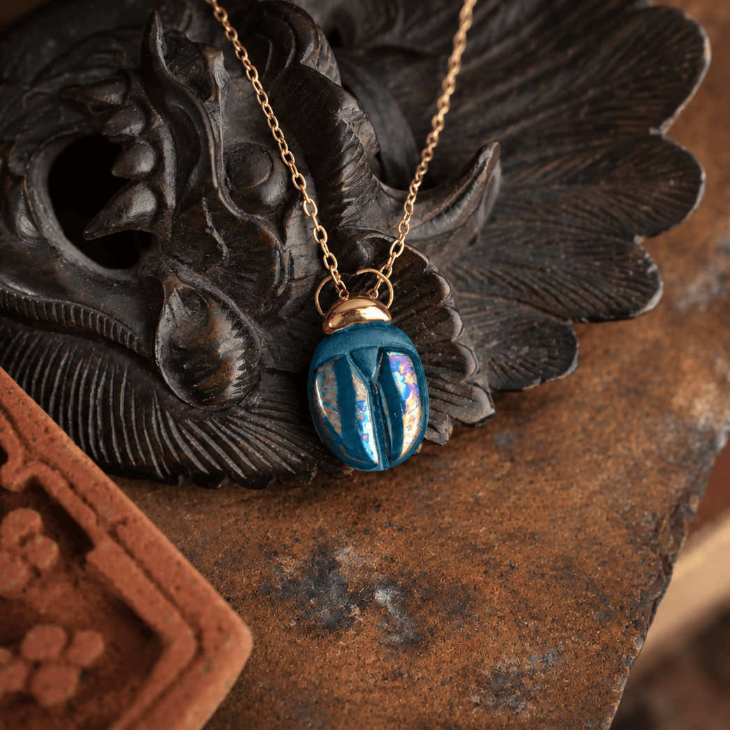 Danu Ceramics Pendants/Necklaces Dor Beetle Necklace | 22ct Gold Plating & Porcelain
