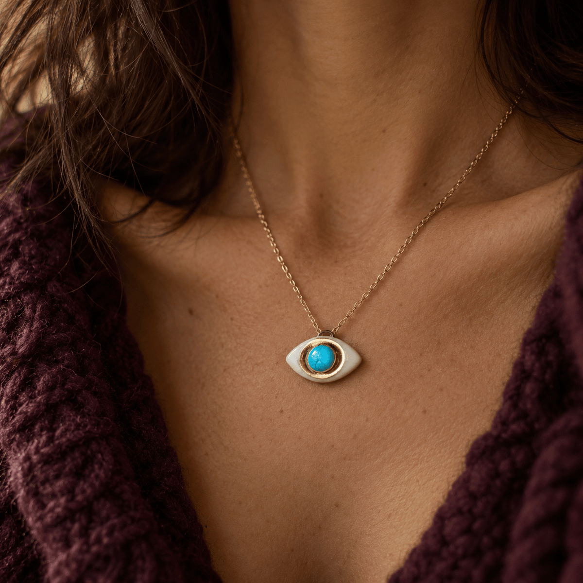 Danu Ceramics Pendants/Necklaces Evil Eye Necklace | 22ct Gold Plating & Porcelain