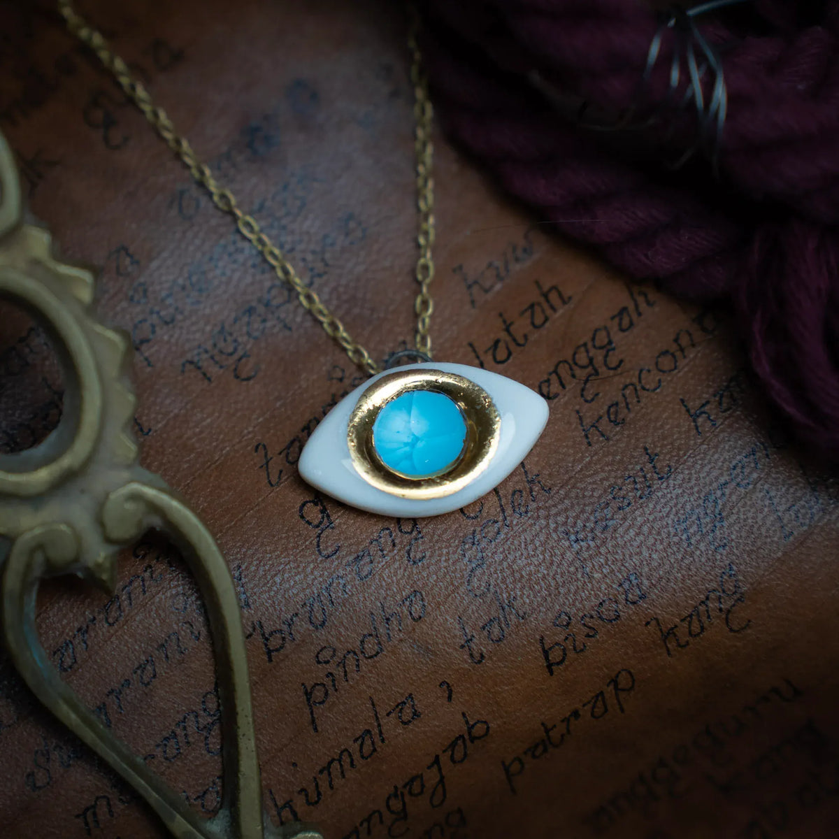 Danu Ceramics Pendants/Necklaces Evil Eye Necklace | 22ct Gold Plating & Porcelain