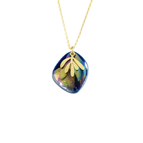 Danu Ceramics Pendants/Necklaces Matisse Pebble Necklace | Black Irridescent