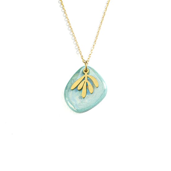 Danu Ceramics Pendants/Necklaces Matisse Pebble Necklace | Pale Green Irridescent