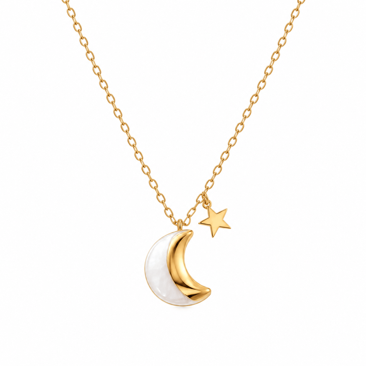 Danu Ceramics Pendants/Necklaces Moon & Star Necklace | White