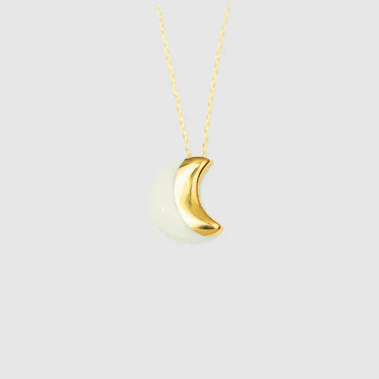 Danu Ceramics White & Gold | Moon Crescent Pendant