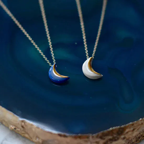Danu Ceramics White & Gold | Moon Crescent Pendant