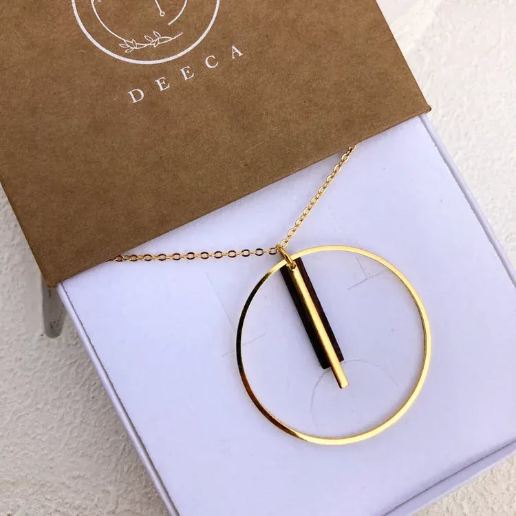 Deeca Design Large Circle Pendant | Walnut & 18ct Gold Plating