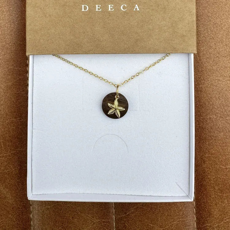 Deeca Design Starfish Pendant | Walnut & 18ct Gold Plating