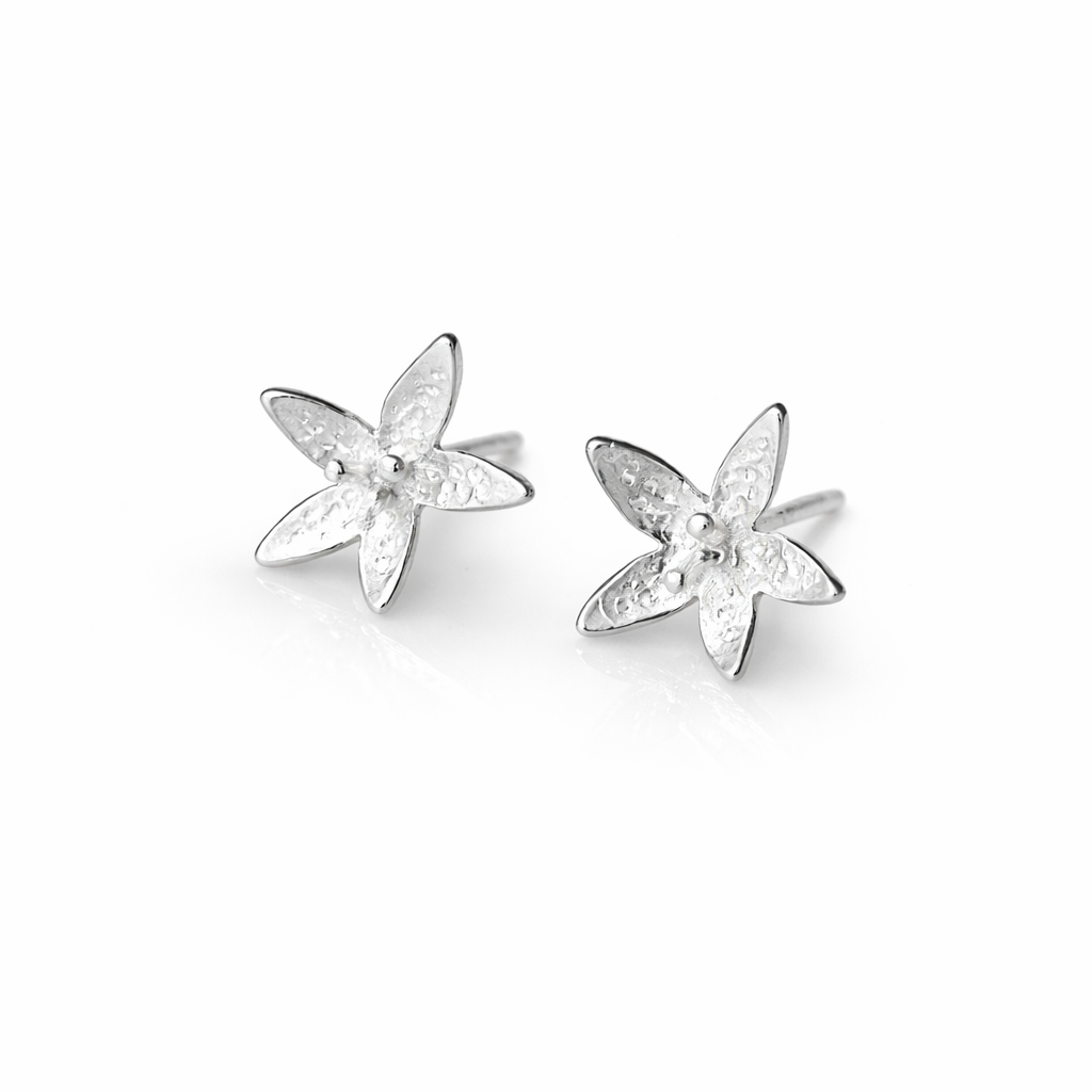 Star Flower | Sterling Silver Stud Earrings Petite