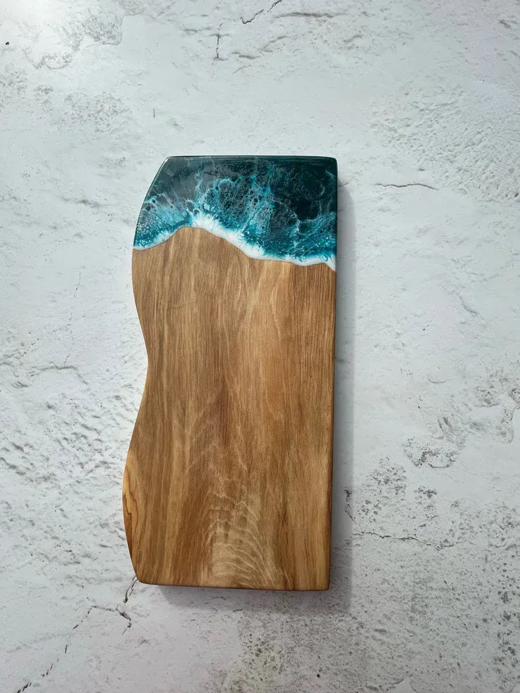 Fiona Scott Handmade Cheese Board | Irish Beech and Resin with Wavy Edge