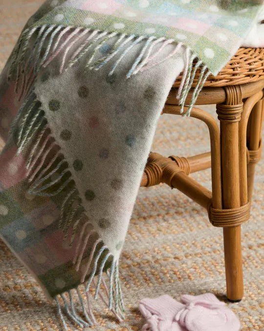 Foxford Pastel Spot | 100% Lambswool Baby Blanket