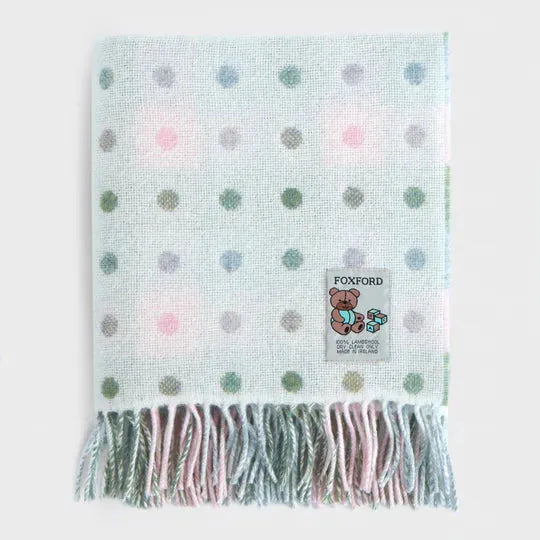 Foxford Pastel Spot | 100% Lambswool Baby Blanket