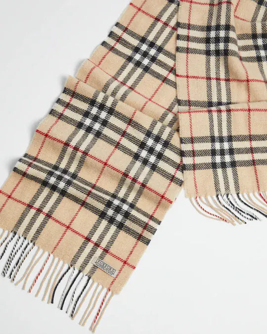 Foxford Scarves Scarf 100% Lambswool Scarf | Fawn Tartan