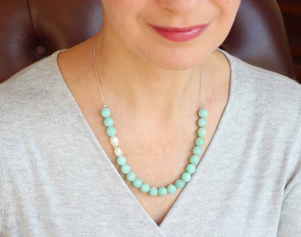 ILgemstones Beaded Necklace | Amazonite