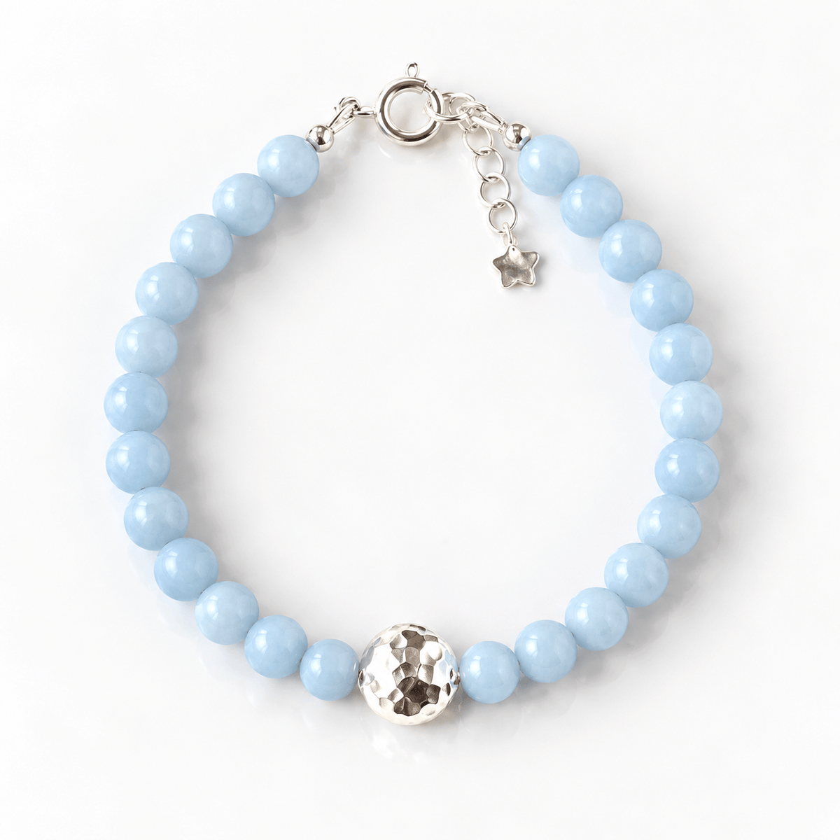 ILgemstones Bracelets/Bangles Silver Beaded Bracelet | Angelite