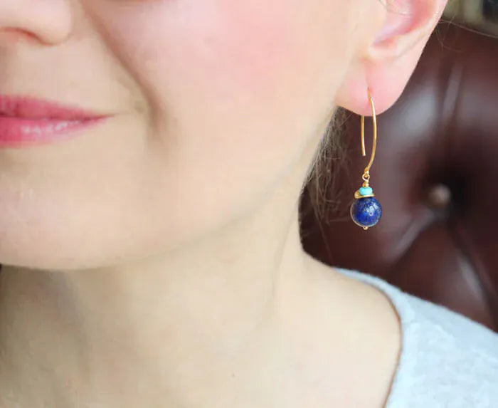 ILgemstones Gold Vermeil Drop Earrings | Lapis Lazuli