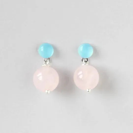 ILgemstones Silver Studs | Rose Quartz