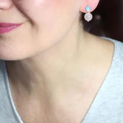ILgemstones Silver Studs | Rose Quartz