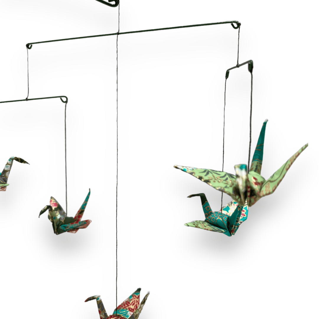 Japanese Papercraft Handmade Origami | Green Crane Mobile