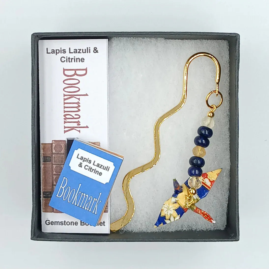 Japanese Papercraft Lapis Lazuli & Citrine | Crane Bookmark