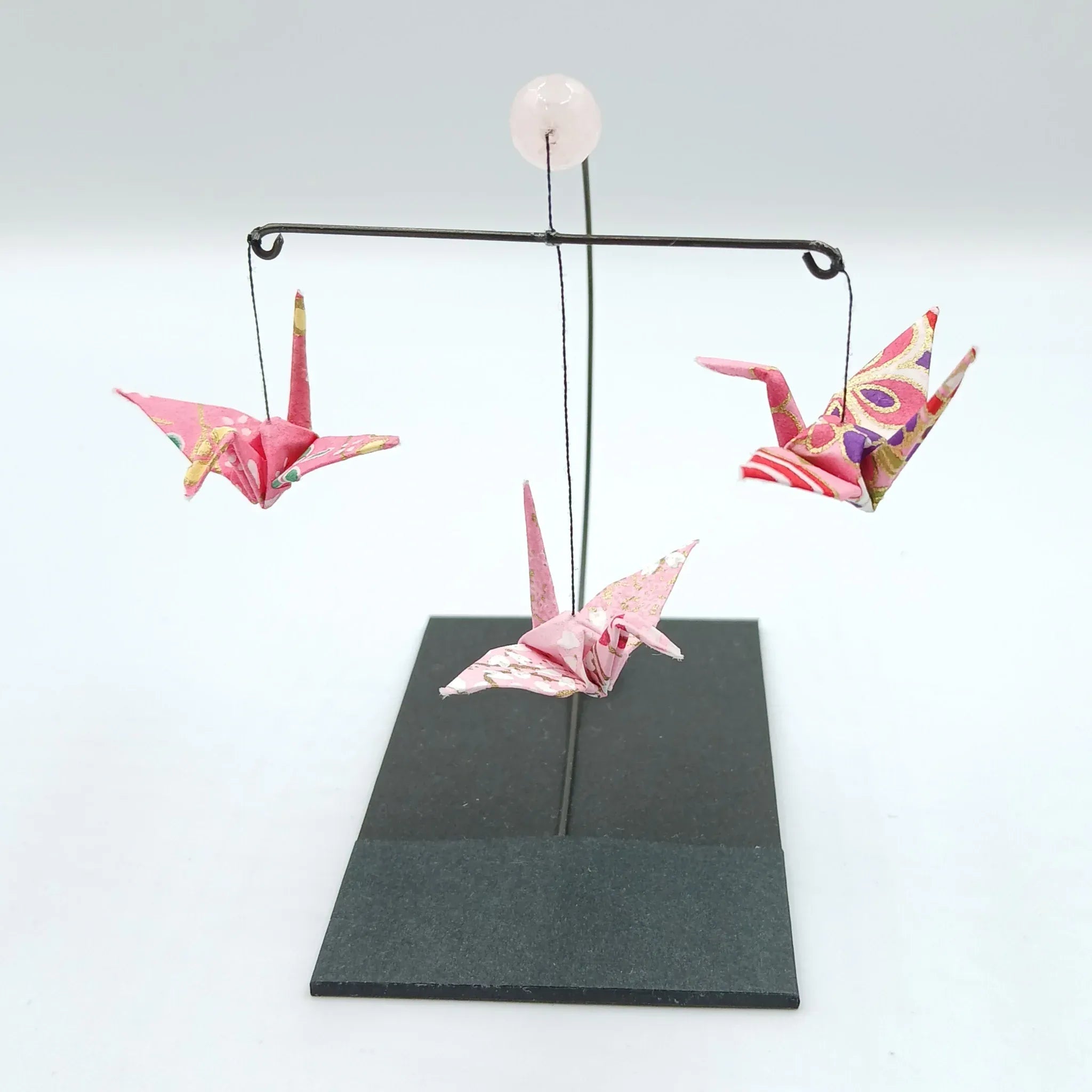 Japanese Papercraft Rose Quartz | Mini Crane Mobile