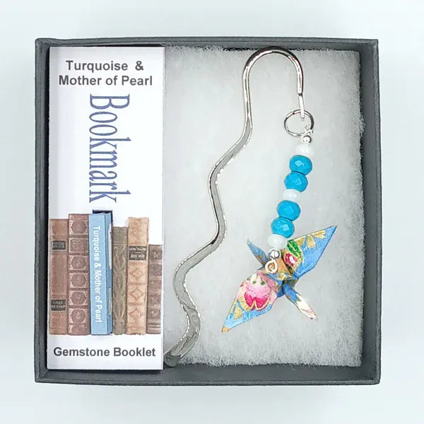 Japanese Papercraft Turquoise & Mother of Pearl | Crane Bookmark