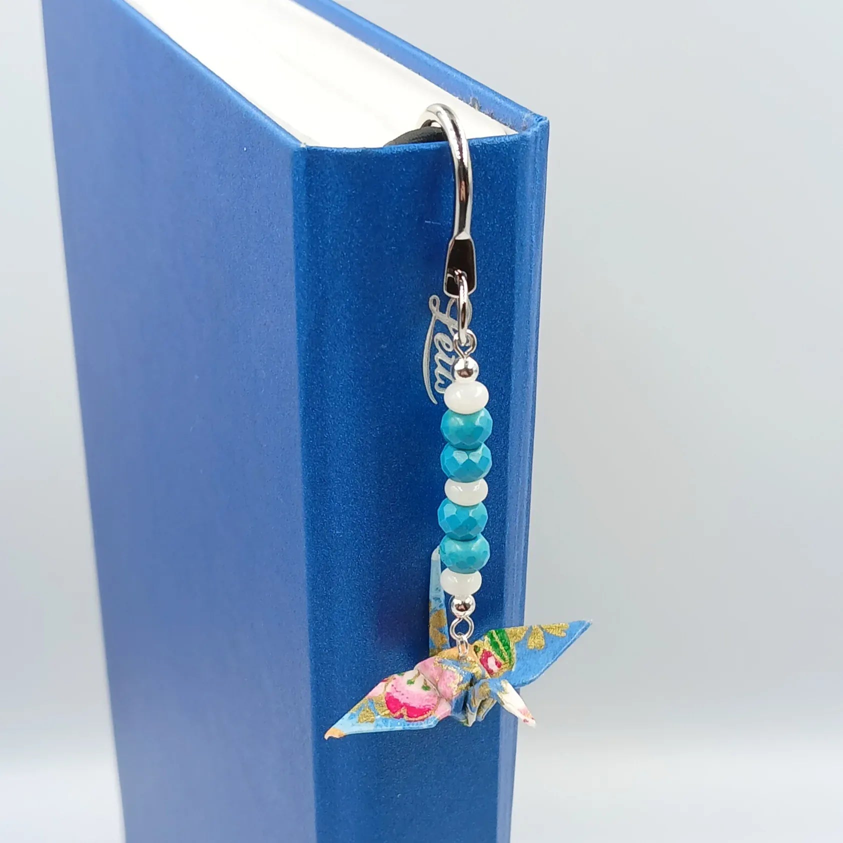 Japanese Papercraft Turquoise & Mother of Pearl | Crane Bookmark