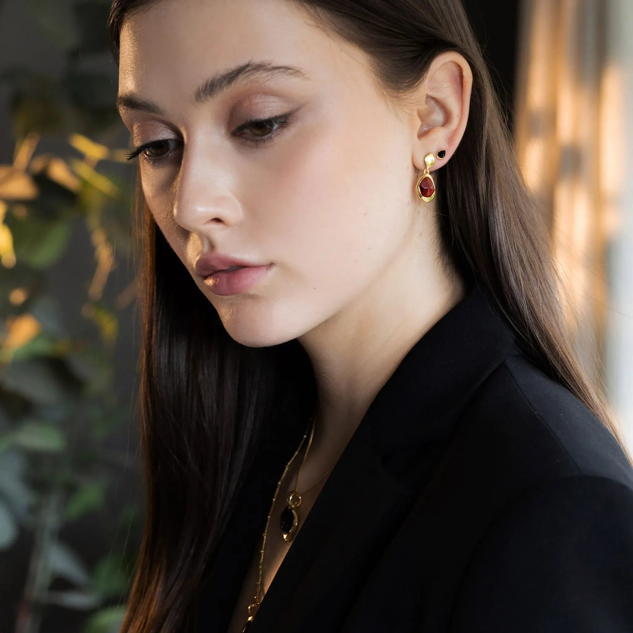 Juvi Garnet | Medium Stepping Stone Earrings