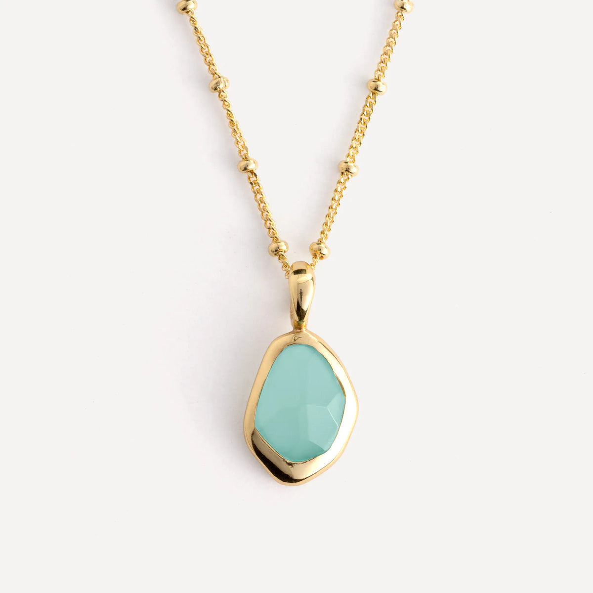Juvi Pendants/Necklaces Stepping Stone Large Pendant | Aqua Chaceldony & Gold Vermeil