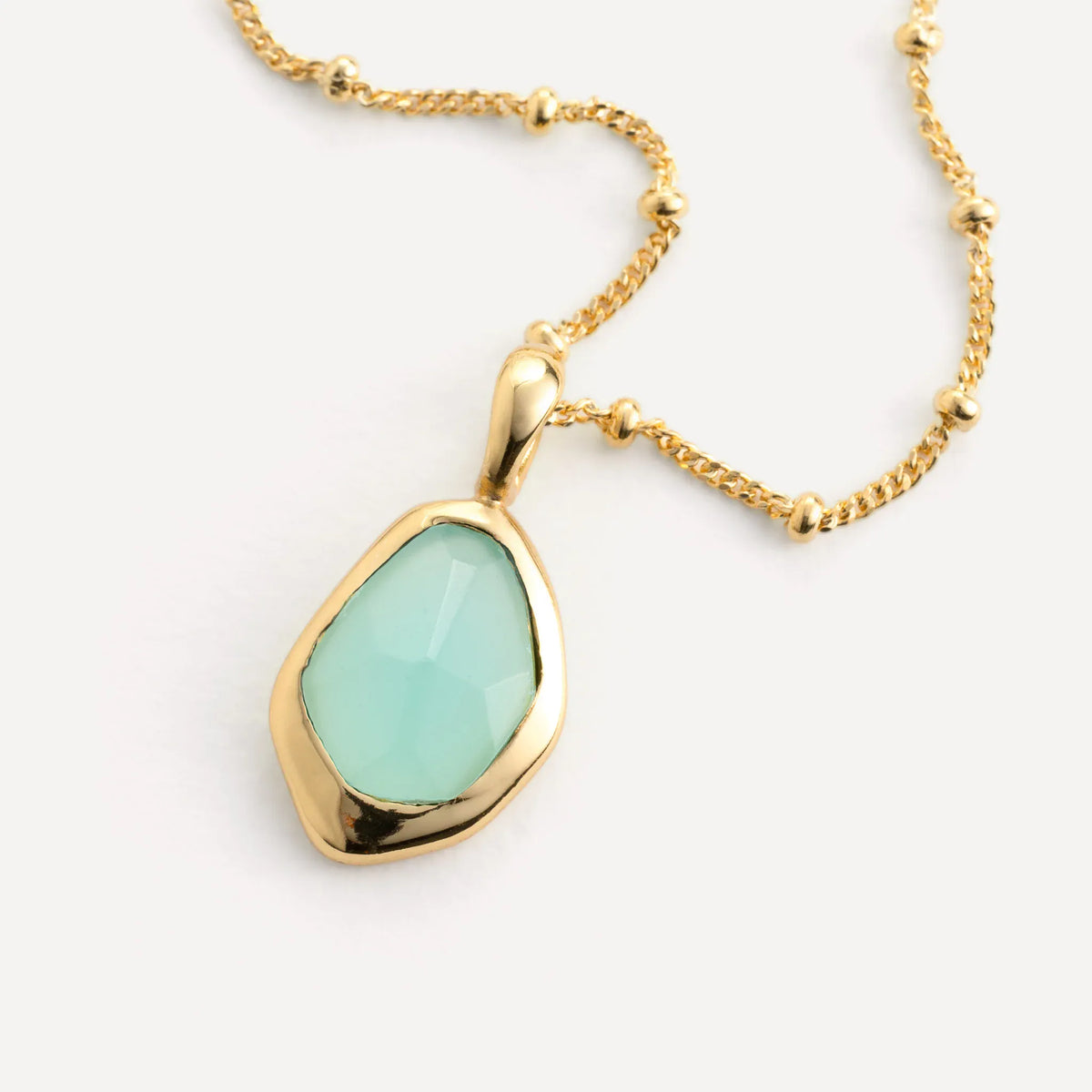 Juvi Pendants/Necklaces Stepping Stone Large Pendant | Aqua Chaceldony & Gold Vermeil