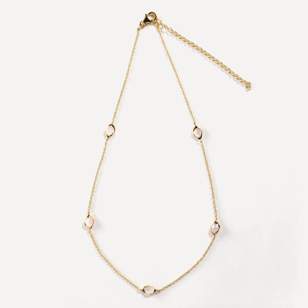 Juvi Pendants/Necklaces Stepping Stone Necklace | Rose Quartz & Gold Vermeil