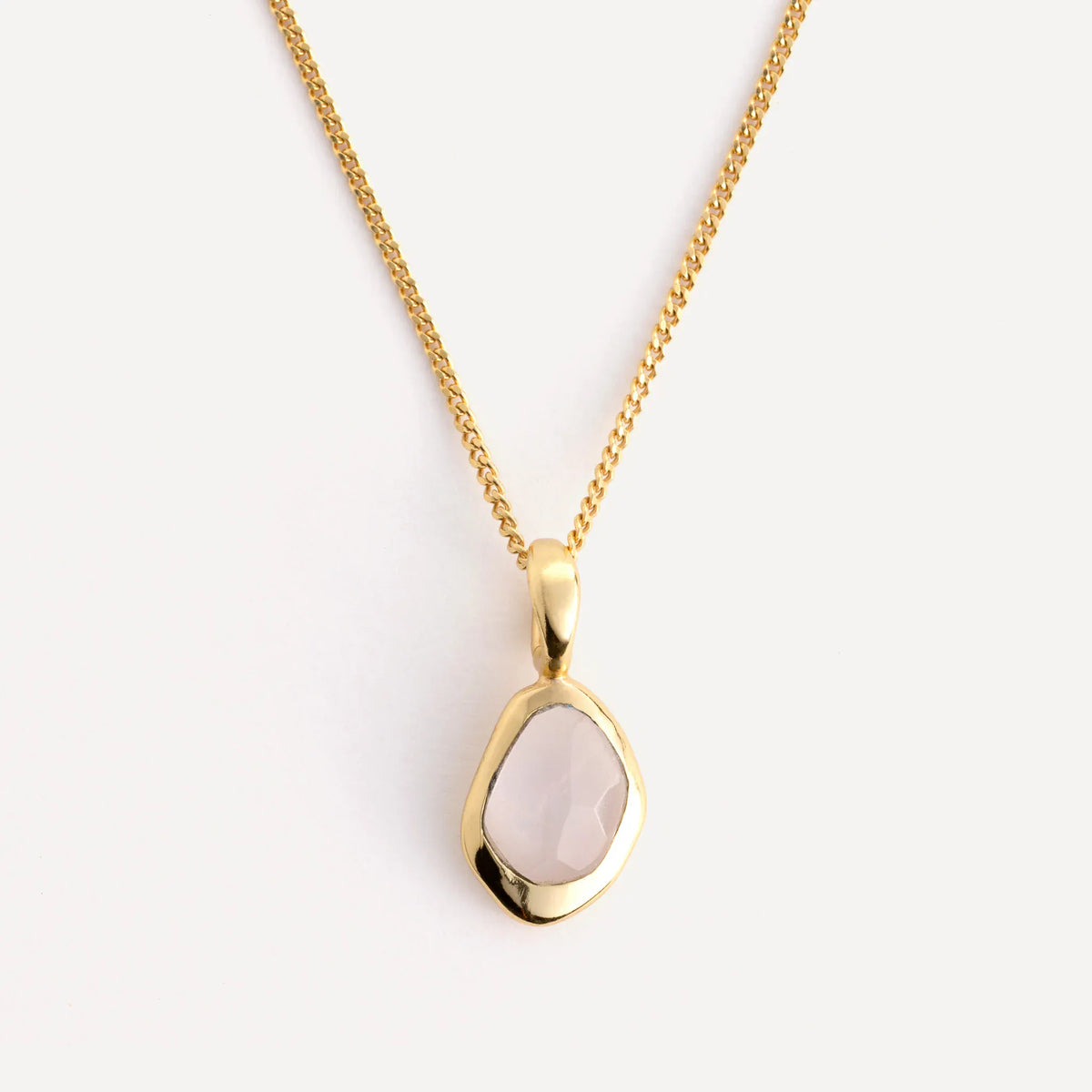 Juvi Pendants/Necklaces Stepping Stone Small Pendant | Rose Quartz & Gold Vermeil